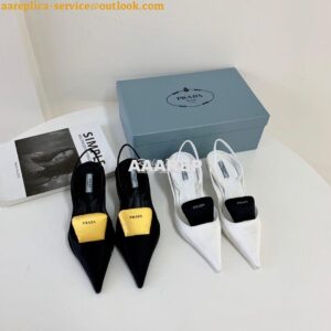 Replica Prada Nylon Gabardine Slingback Pumps 1I566M White