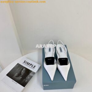 Replica Prada Nylon Gabardine Slingback Pumps 1I566M White 2