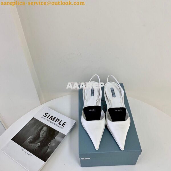 Replica Prada Nylon Gabardine Slingback Pumps 1I566M White 4