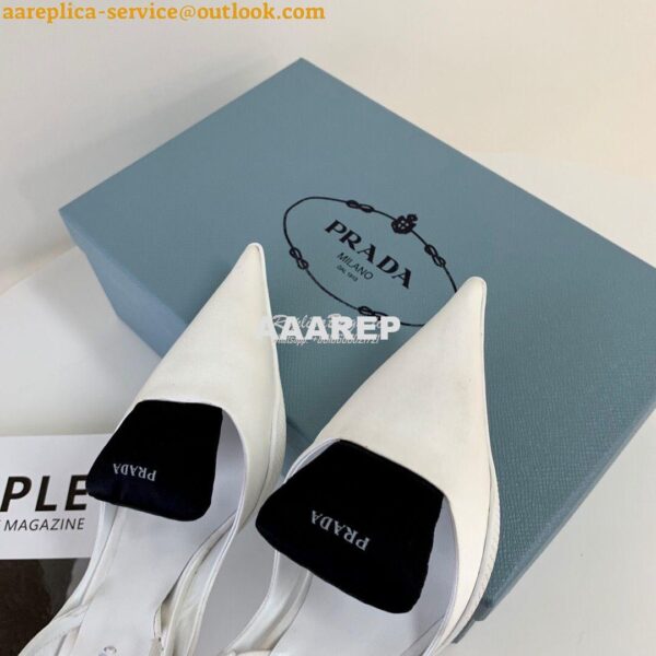 Replica Prada Nylon Gabardine Slingback Pumps 1I566M White 7