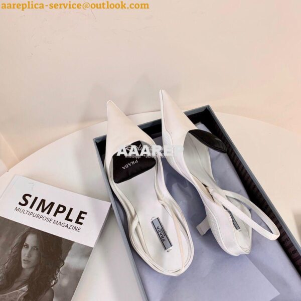 Replica Prada Nylon Gabardine Slingback Pumps 1I566M White 8