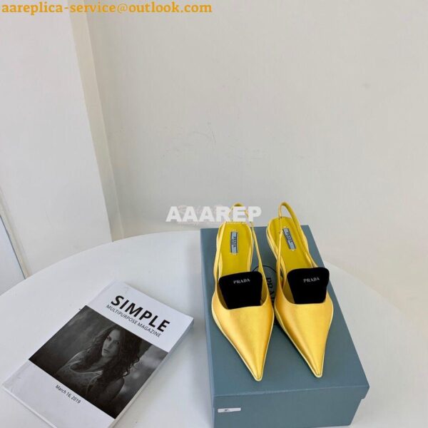 Replica Prada Nylon Gabardine Slingback Pumps 1I566M Yellow 3