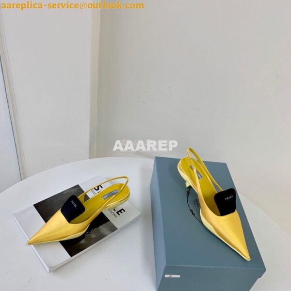 Replica Prada Nylon Gabardine Slingback Pumps 1I566M Yellow 4