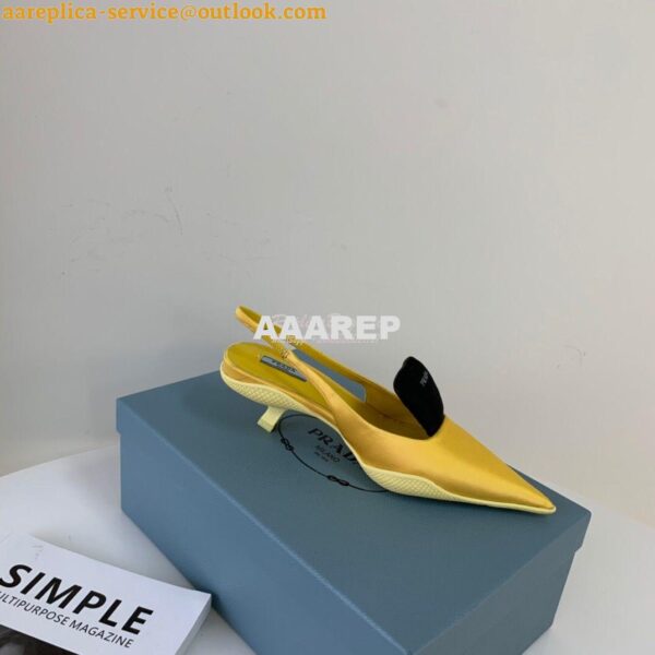 Replica Prada Nylon Gabardine Slingback Pumps 1I566M Yellow 5
