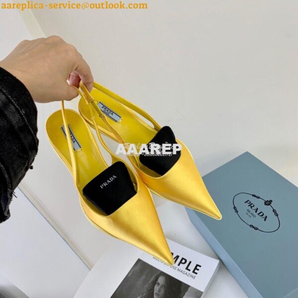 Replica Prada Nylon Gabardine Slingback Pumps 1I566M Yellow 6