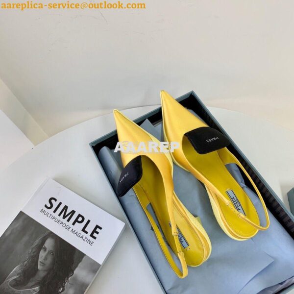 Replica Prada Nylon Gabardine Slingback Pumps 1I566M Yellow 9