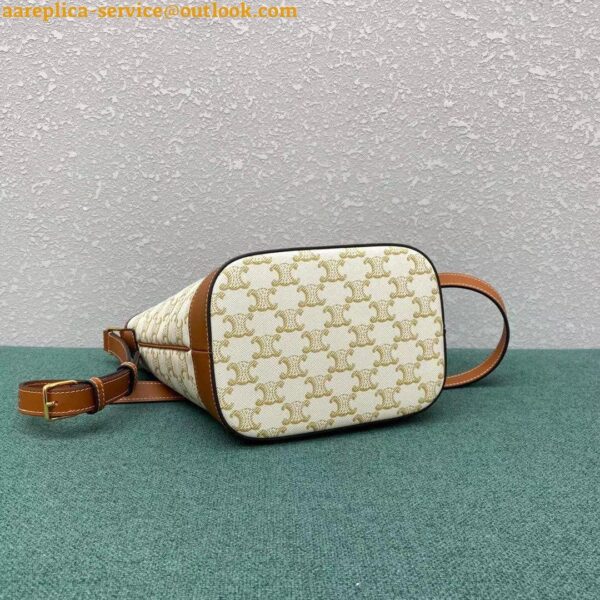 Replica Celine Small Bucket Bag In White Triomphe Canvas 7