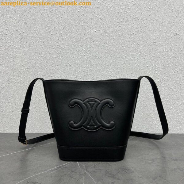 Replica Celine Small Bucket Cuir Triomphe In Black Calfskin 3