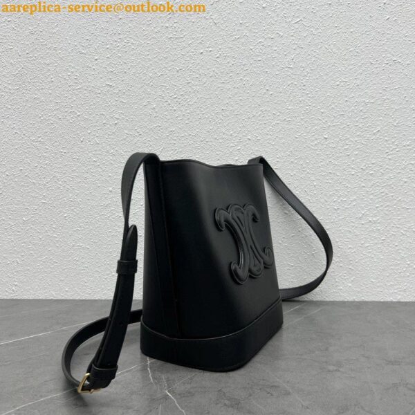 Replica Celine Small Bucket Cuir Triomphe In Black Calfskin 4