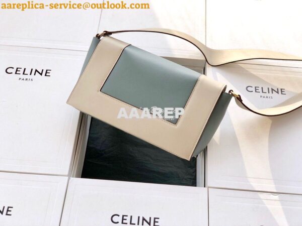 Replica Celine Medium Frame Bag in beige/medium green Shiny Smooth Cal 6