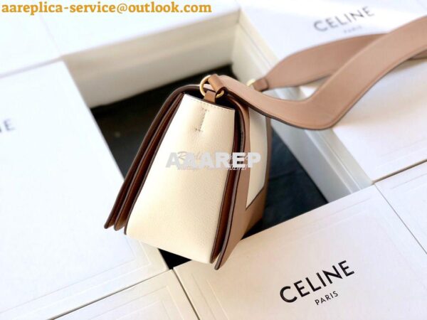 Replica Celine Medium Frame Bag in dark brown/white Shiny Smooth Calfs 5