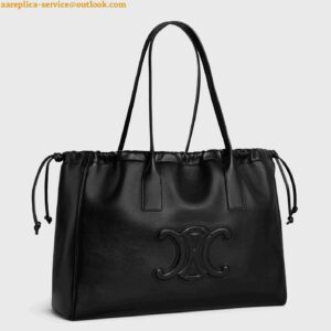 Replica Celine Cabas Drawstring Cuir Triomphe Bag in Black Calfskin 2