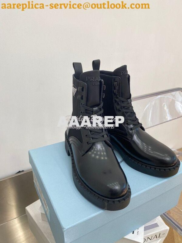 Replica Prada Brushed Leather And Nylon Boots 2UE011 Black 6