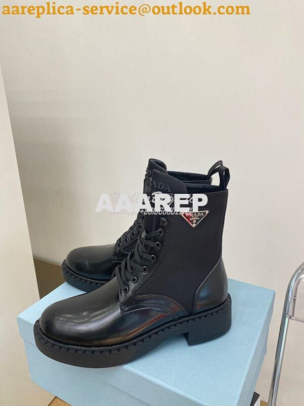 Replica Prada Brushed Leather And Nylon Boots 2UE011 Black 7