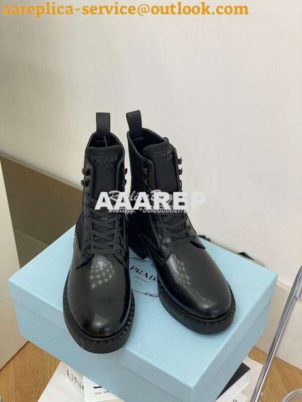 Replica Prada Brushed Leather And Nylon Boots 2UE011 Black 8