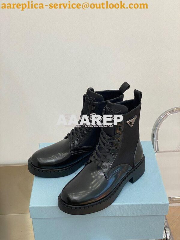 Replica Prada Brushed Leather And Nylon Boots 2UE011 Black 9