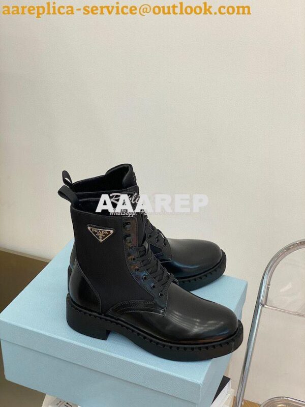 Replica Prada Brushed Leather And Nylon Boots 2UE011 Black 10