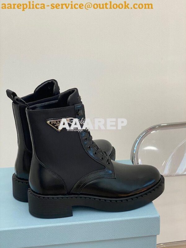 Replica Prada Brushed Leather And Nylon Boots 2UE011 Black 11