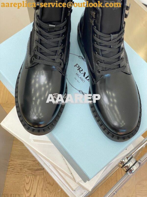 Replica Prada Brushed Leather And Nylon Boots 2UE011 Black 13