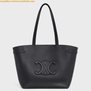 Replica Celine Medium Cabas Anais Cuir Triomphe Bag in Black Leather