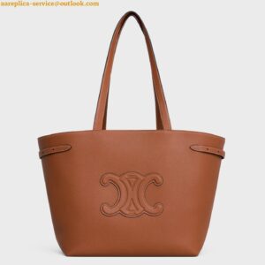 Replica Celine Medium Cabas Anais Cuir Triomphe Bag in Brown Leather