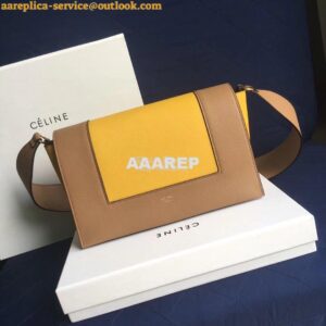 Replica Celine Medium Frame Bag in Tan/ Sunflower Shiny Smooth Calfski 2