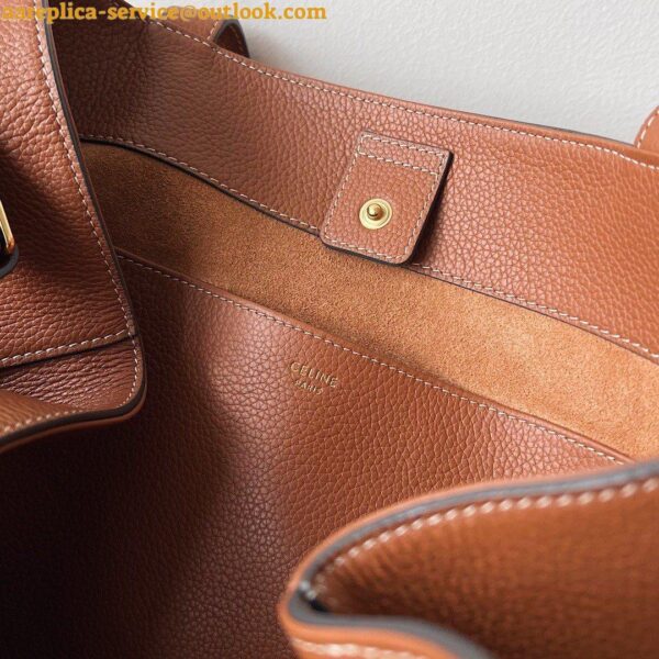 Replica Celine Medium Cabas Anais Cuir Triomphe Bag in Brown Leather 10