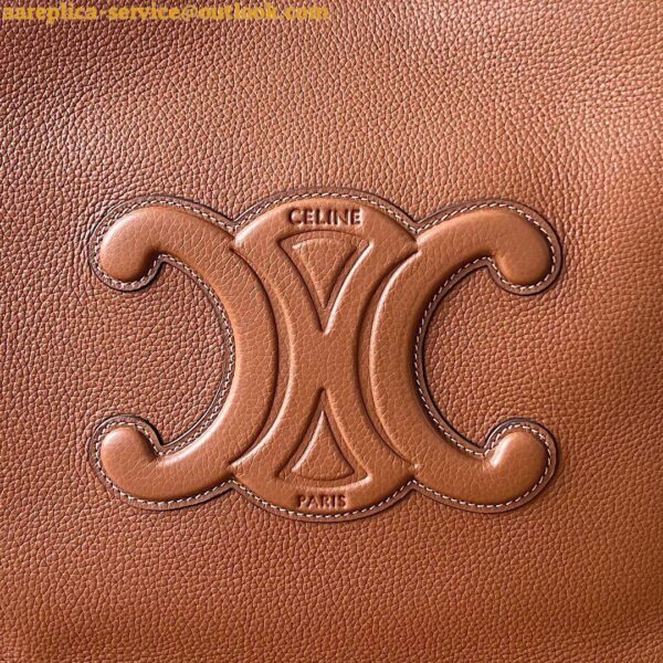 Replica Celine Medium Cabas Anais Cuir Triomphe Bag in Brown Leather 11