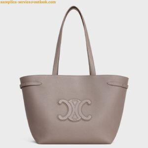 Replica Celine Medium Cabas Anais Cuir Triomphe Bag in Grey Leather