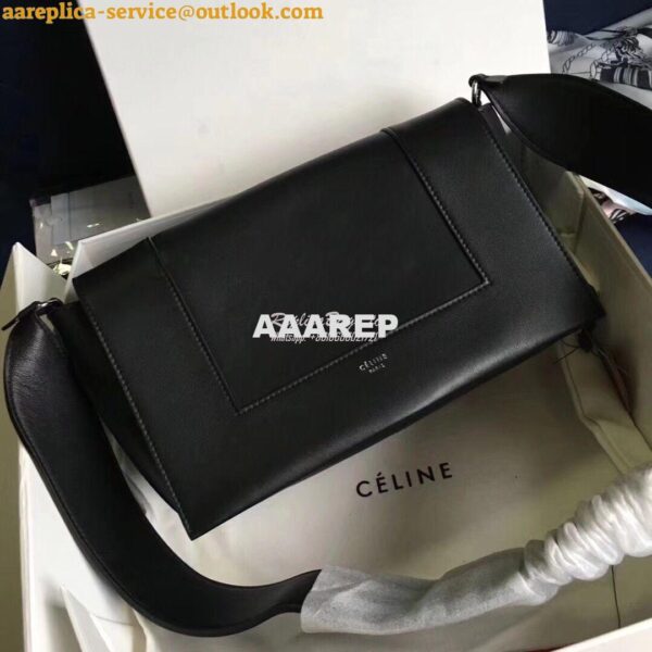 Replica Celine Medium Frame Shoulder Bag in Black Shiny Smooth Calfski 3