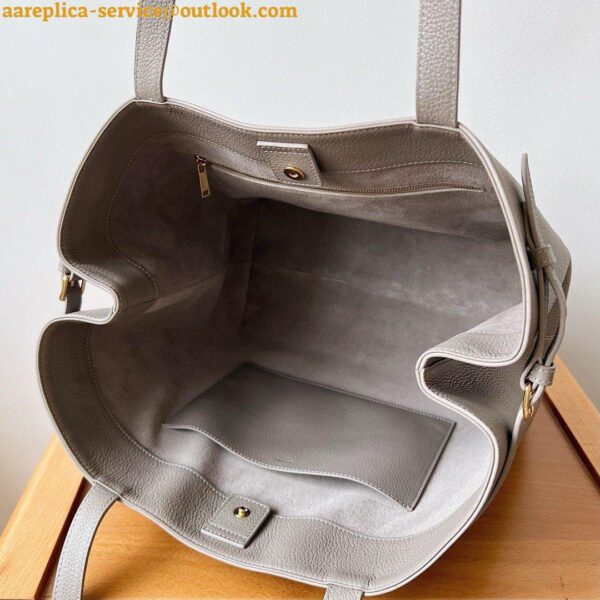 Replica Celine Medium Cabas Anais Cuir Triomphe Bag in Grey Leather 10