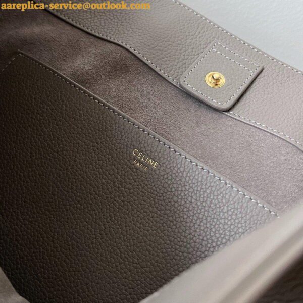 Replica Celine Medium Cabas Anais Cuir Triomphe Bag in Grey Leather 11