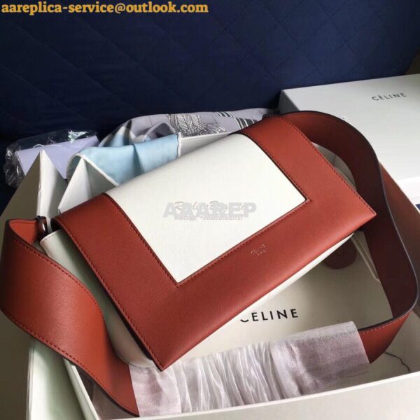 Replica Celine Medium Frame Shoulder Bag in Brown White Shiny Smooth C 3