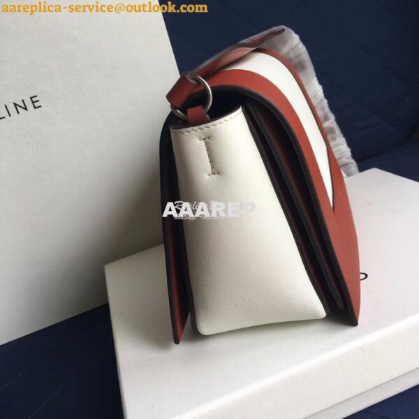 Replica Celine Medium Frame Shoulder Bag in Brown White Shiny Smooth C 9