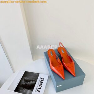 Replica Prada Brushed Leather Gabardine Slingback Pumps 1I588M Orange