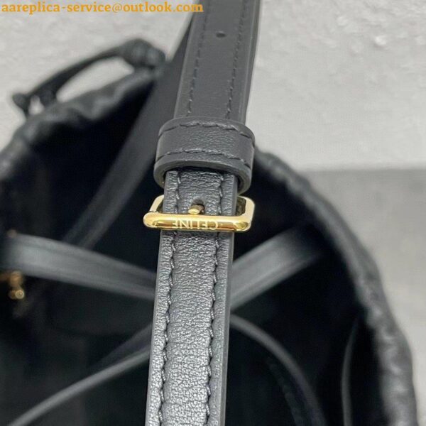 Replica Celine Small Cabas Drawstring Cuir Triomphe Bag in Black Calfskin 10