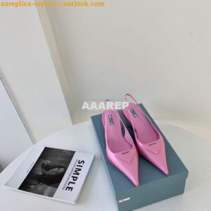 Replica Prada Brushed Leather Gabardine Slingback Pumps 1I588M Pink