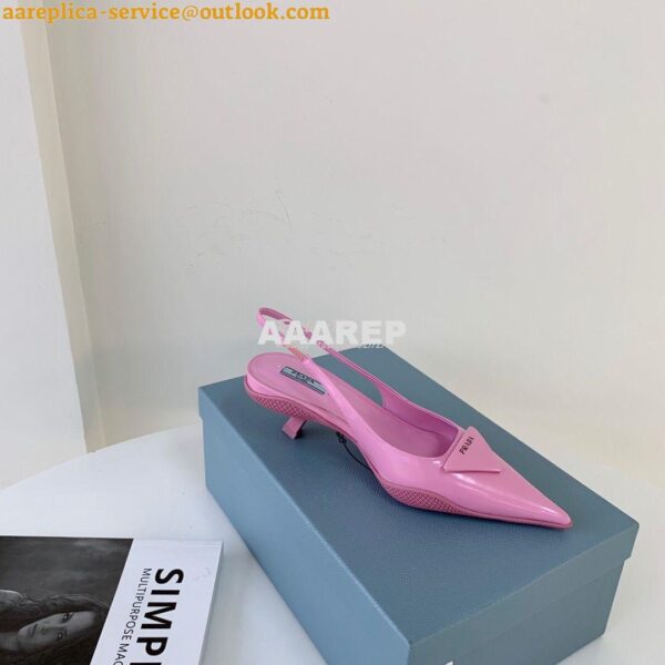 Replica Prada Brushed Leather Gabardine Slingback Pumps 1I588M Pink 4