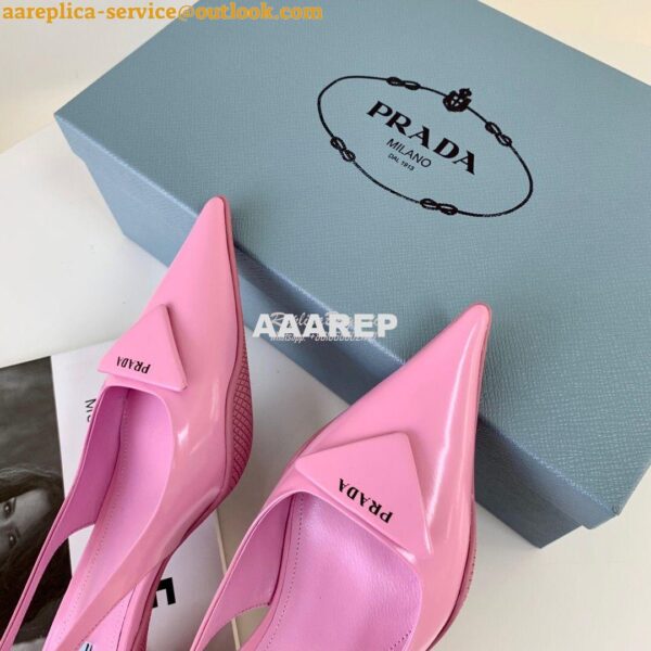 Replica Prada Brushed Leather Gabardine Slingback Pumps 1I588M Pink 7