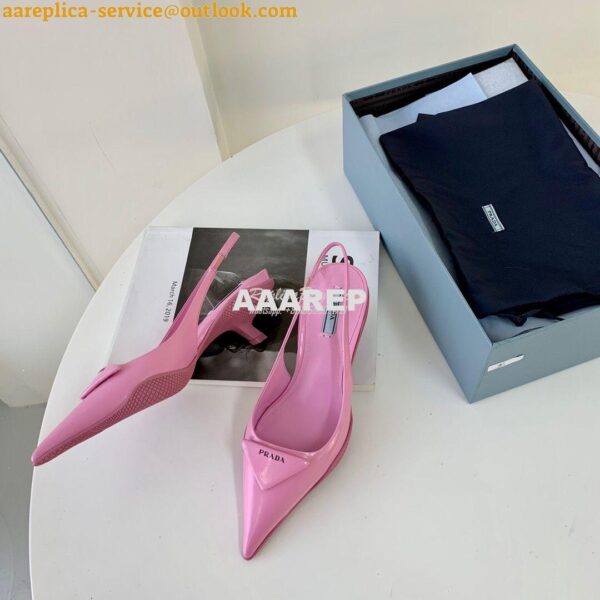 Replica Prada Brushed Leather Gabardine Slingback Pumps 1I588M Pink 9