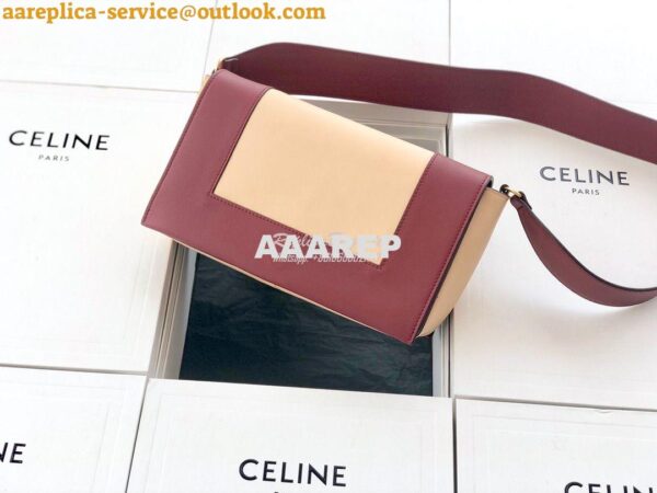 Replica Celine Medium Frame Shoulder Bag in Ruby/ Apricot Shiny Smooth 3