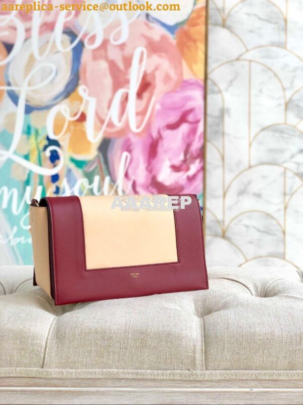 Replica Celine Medium Frame Shoulder Bag in Ruby/ Apricot Shiny Smooth 4