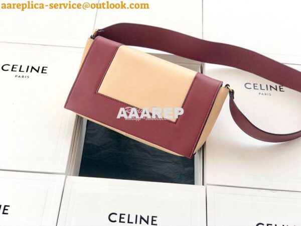 Replica Celine Medium Frame Shoulder Bag in Ruby/ Apricot Shiny Smooth 5