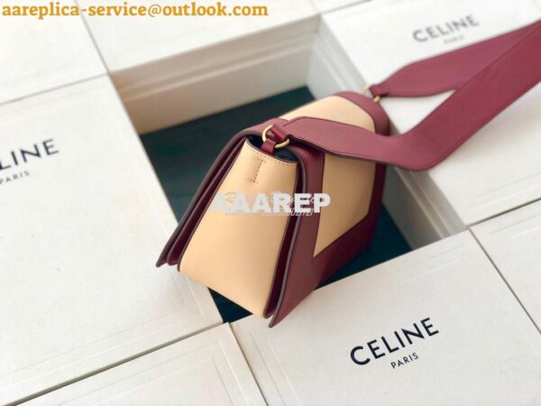 Replica Celine Medium Frame Shoulder Bag in Ruby/ Apricot Shiny Smooth 6