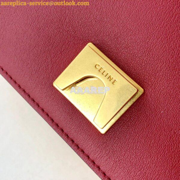 Replica Celine Medium Frame Shoulder Bag in Ruby/ Apricot Shiny Smooth 10