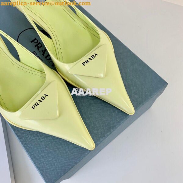 Replica Prada Brushed Leather Gabardine Slingback Pumps 1I588M Yellow 8