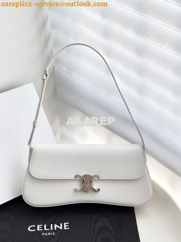 Replica Celine Medium Lola Bag In Shiny Calfskin 115533 White 3