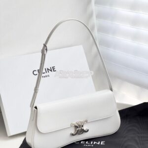 Replica Celine Medium Lola Bag In Shiny Calfskin 115533 White 2