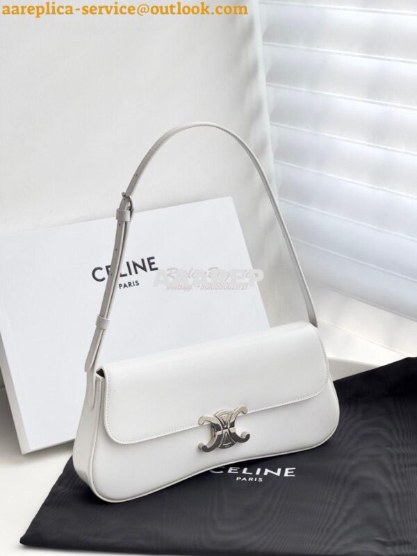 Replica Celine Medium Lola Bag In Shiny Calfskin 115533 White 4