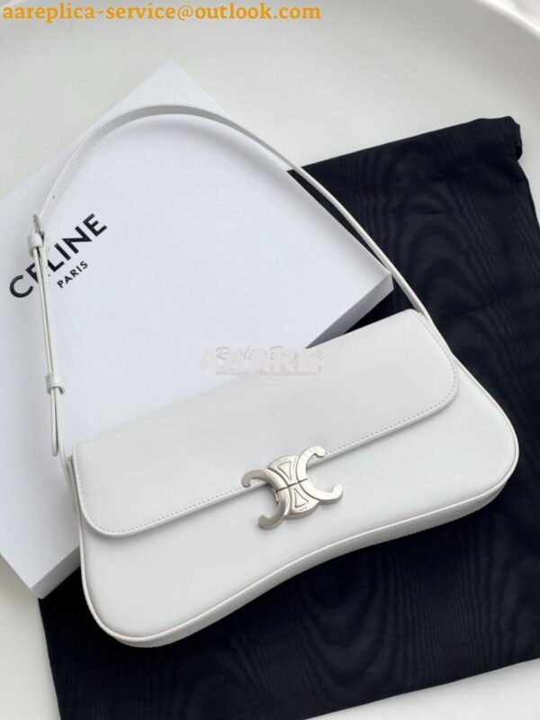 Replica Celine Medium Lola Bag In Shiny Calfskin 115533 White 5